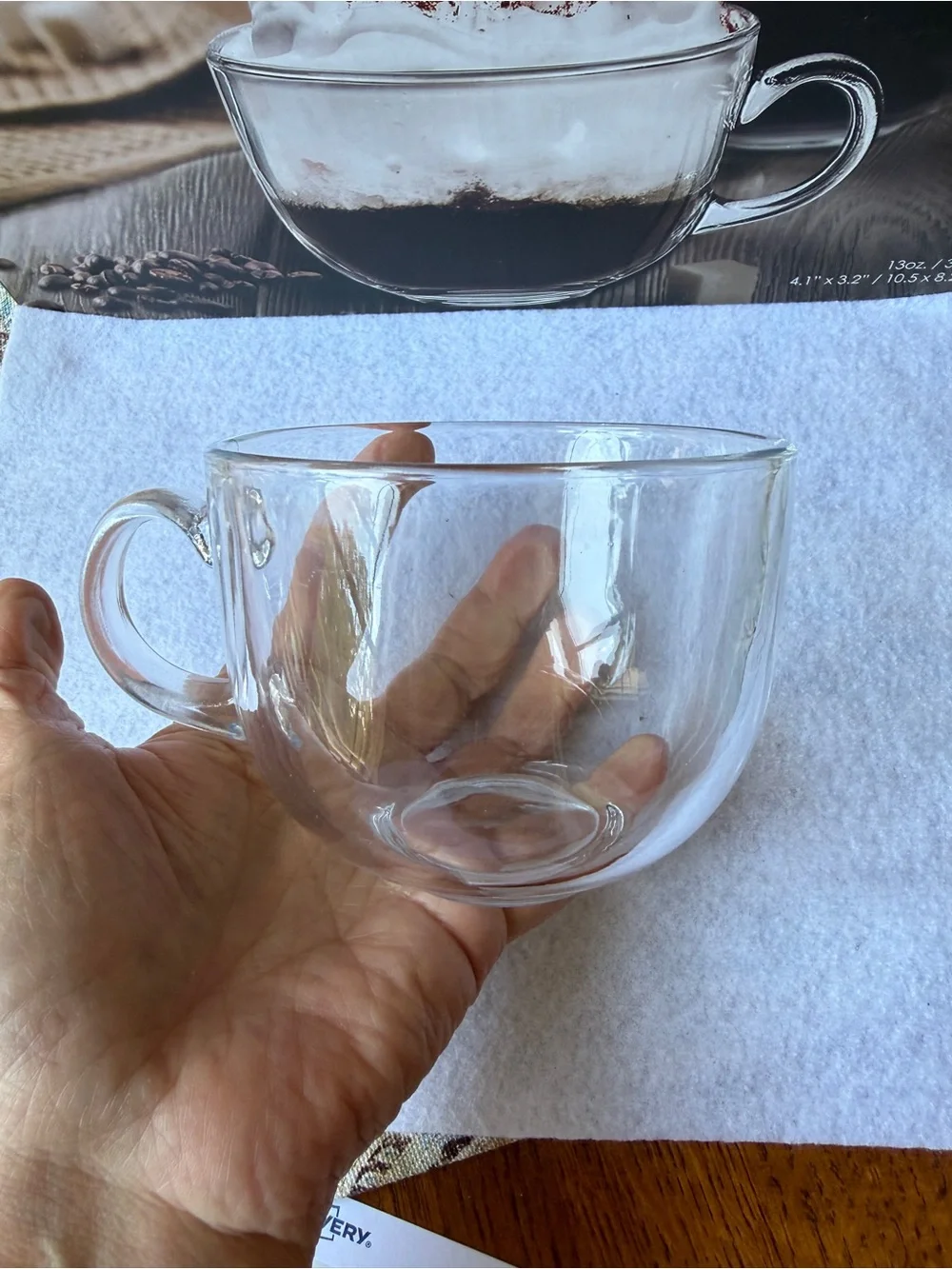 Home Basics Glass Cappuccino Cups Set Of 6 Clear Coffee Mugs 13 Oz New In Box